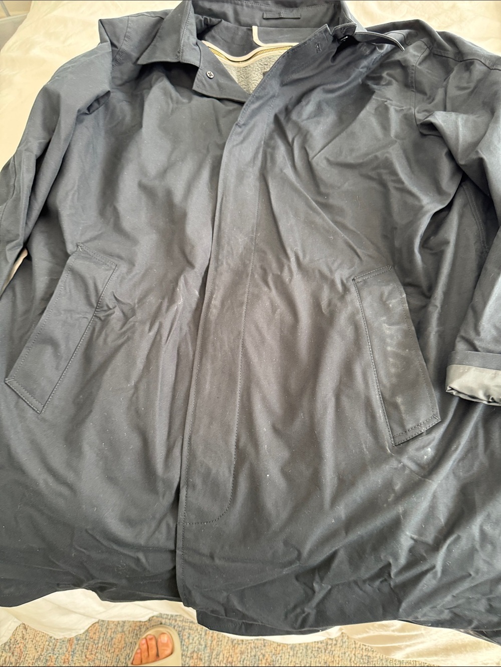 J. Crew Navy Trench Coat with Classic Collar and removable Liner